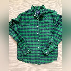 Men’s American Eagle Large blue and green checkered  plaid long sleeve shirt
